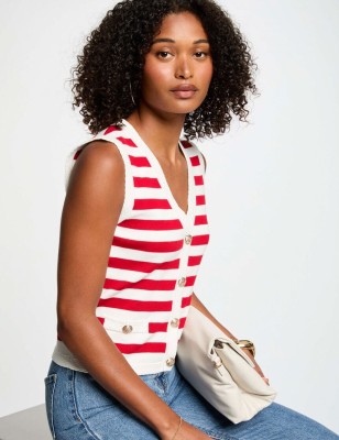 Gilet Sans Manches Rayé Blanc – Morgan