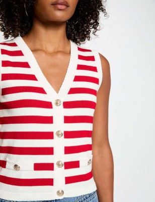 Gilet Sans Manches Rayé Blanc – Morgan
