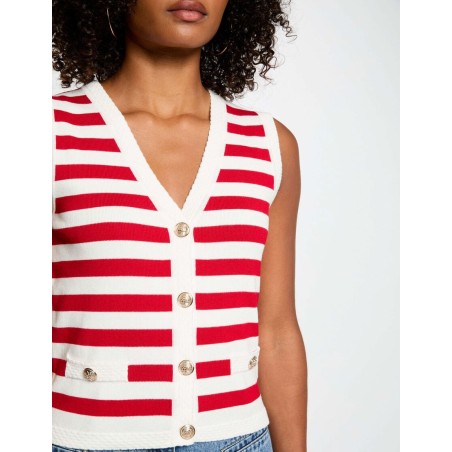 Gilet Sans Manches Rayé Blanc – Morgan
