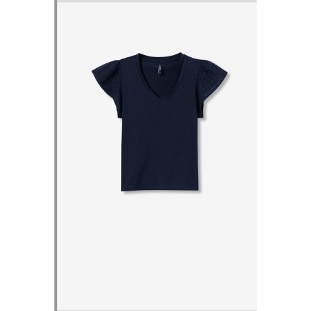 Tee-shirt Blanc Manches fintions travaillées