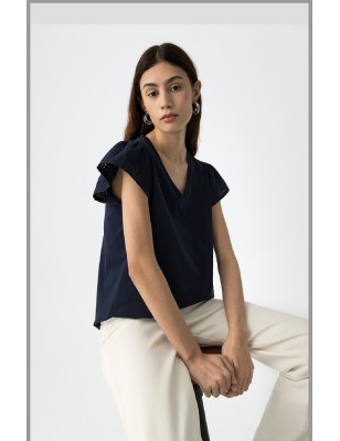 Tee-shirt Blanc Manches fintions travaillées