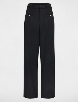 Pantalon droiy taiile haute bleu marine femme