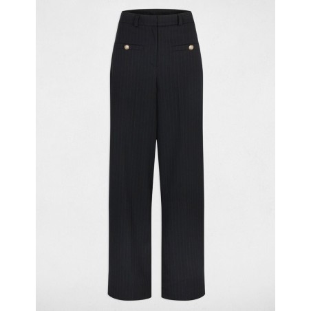 Pantalon droiy taiile haute bleu marine femme