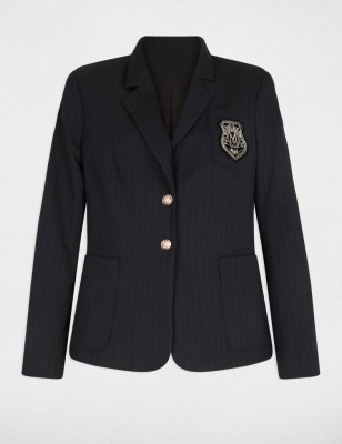blazer droit à rayures bleu marine femme