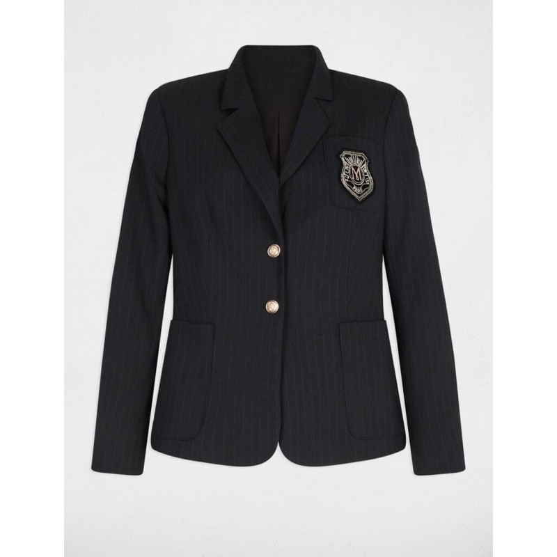 blazer droit à rayures bleu marine femme