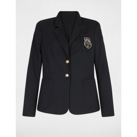 blazer droit à rayures bleu marine femme