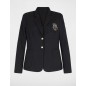 blazer droit à rayures bleu marine femme
