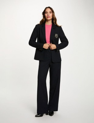 blazer droit à rayures bleu marine femme