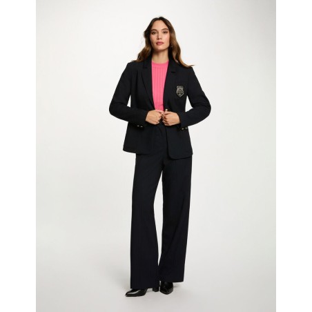 blazer droit à rayures bleu marine femme