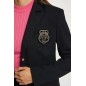 blazer droit à rayures bleu marine femme
