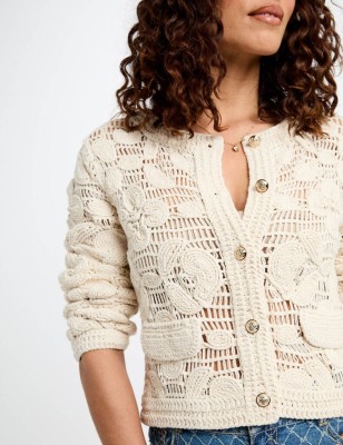 Gilet manches longues ivoire femme