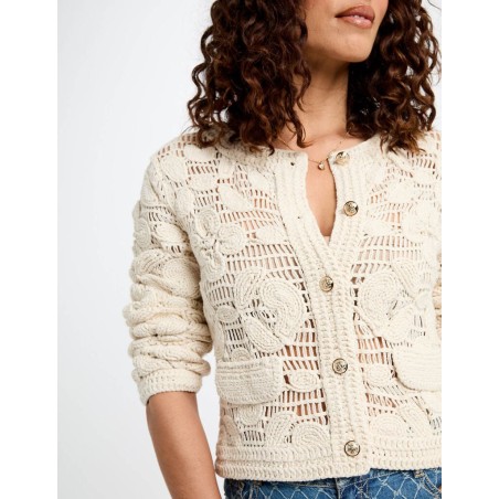 Gilet manches longues ivoire femme