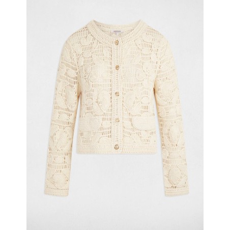 Gilet manches longues ivoire femme