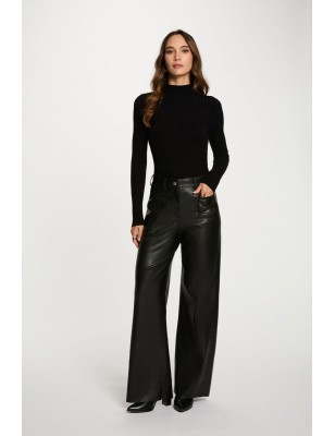 PANTALON LARGE TAILLE HAUTE NOIR FEMME