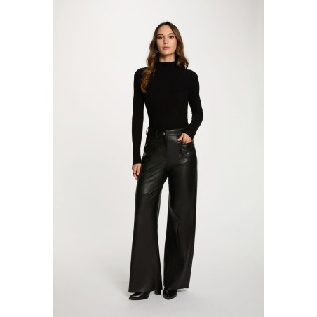 PANTALON LARGE TAILLE HAUTE NOIR FEMME