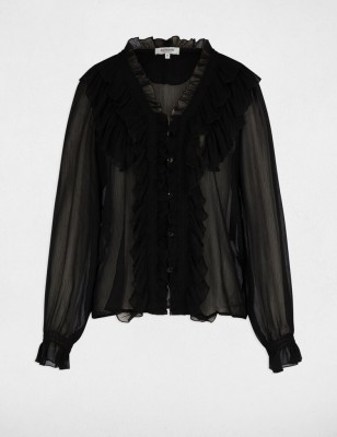 Chemise fluide col v noir femme