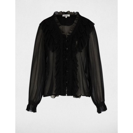 Chemise fluide col v noir femme