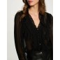 Chemise fluide col v noir femme Chemise fluide col v noir femme
