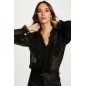 Chemise fluide col v noir femme Chemise fluide col v noir femme