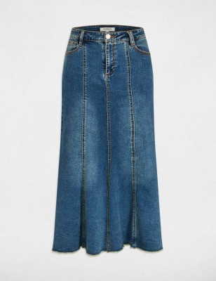 Jupe midi ajustée en jean Denis stone femme