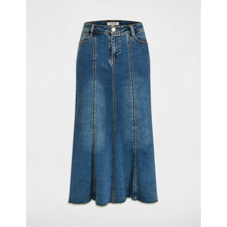 Jupe midi ajustée en jean Denis stone femme