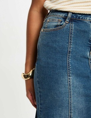 Jupe midi ajustée en jean Denis stone femme