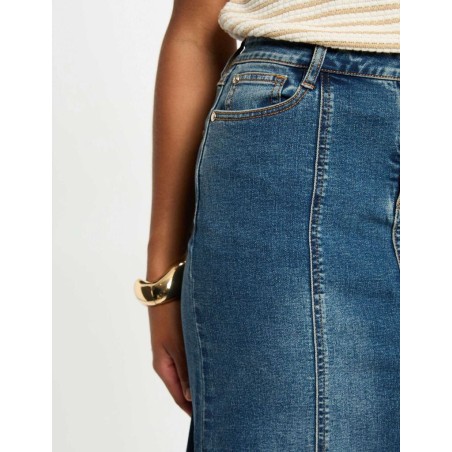 Jupe midi ajustée en jean Denis stone femme