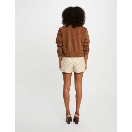 blouson suédine marron cognac femme
