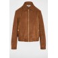 blouson suédine marron cognac femme