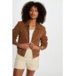 blouson suédine marron cognac femme
