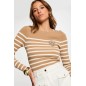 Pull manches longues à rayures cames femme