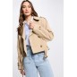 Trench court ceinturé beige femme
