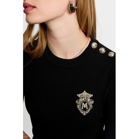Pull col rond noir