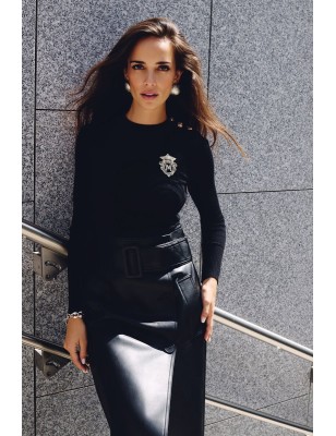 Pull col rond noir
