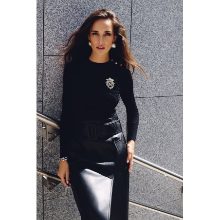 Pull col rond noir