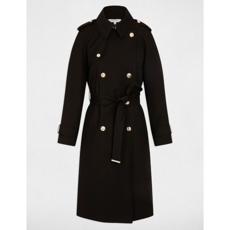 Trench long ceinturé noir femme