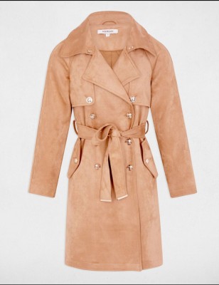 Trenchlong suédine marron clair femme
