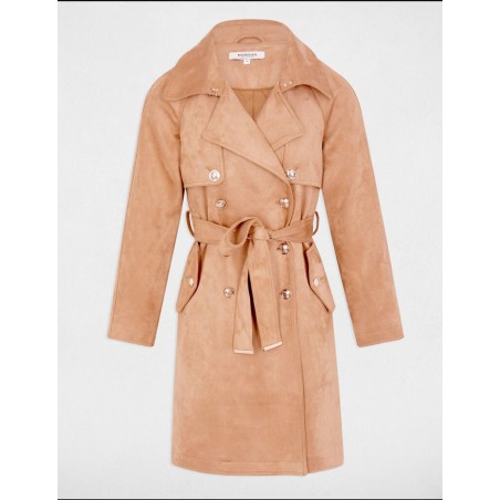 Trenchlong suédine marron clair femme