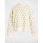 Pull col rond imprimé ivoire femme