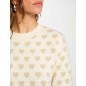 Pull col rond imprimé ivoire femme