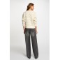 Pull col rond imprimé ivoire femme