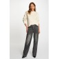 Pull col rond imprimé ivoire femme