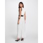 Combinaison longue plissée blanc -noir femme