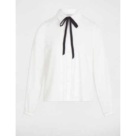 Chemise fluide col claudine blanc femme