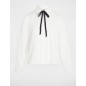 Chemise fluide col claudine blanc femme Chemise fluide col claudine blanc femme