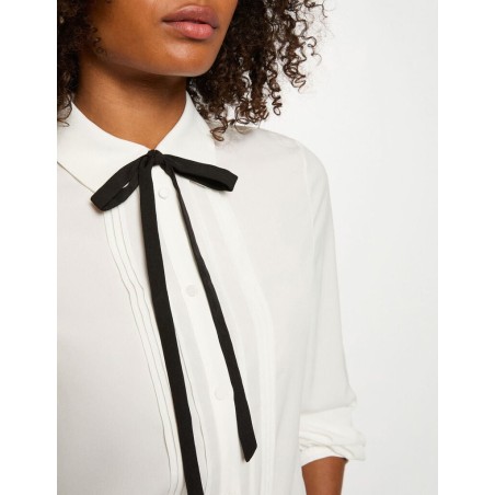Chemise fluide col claudine blanc femme