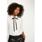 Chemise fluide col claudine blanc femme Chemise fluide col claudine blanc femme
