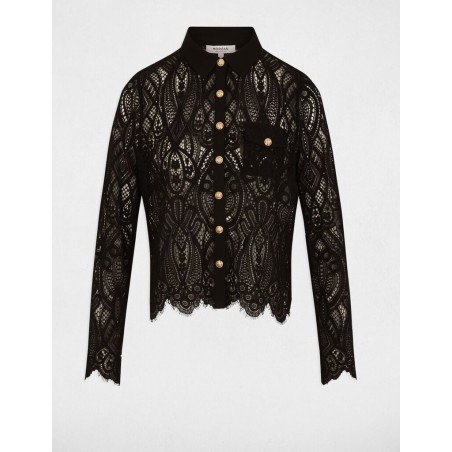Chemise courte dentelle noir femme
