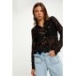 Chemise courte dentelle noir femme