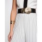 Combinaison longue plissée blanc -noir femme